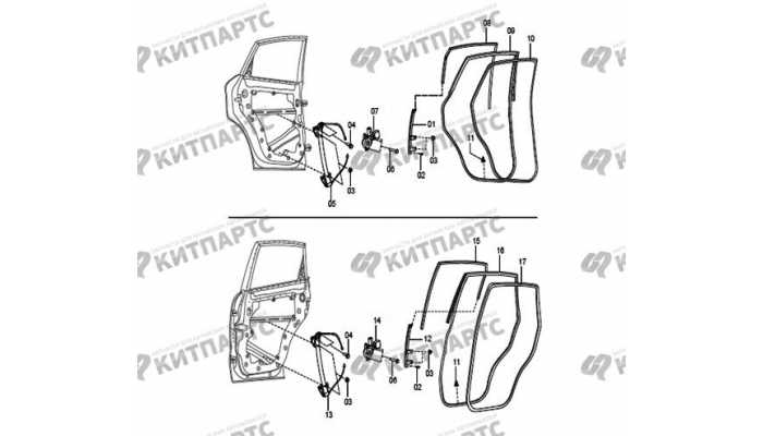 Стеклоподъемник задней двери и уплотнители FAW Besturn X80
